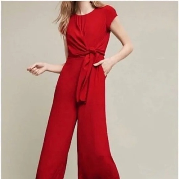 Red anthropology jumpsuit by Maeve - Picture 1 of 5
